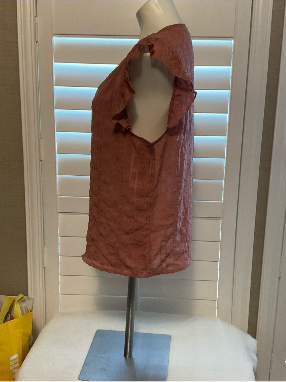 SHEIN Rust Ruffle Sleeve V-Neck Blouse - Picture 5 of 7